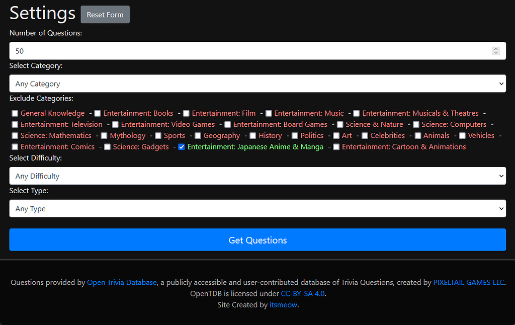 OpenTDB Viewer - Open Trivia DB - PixelTail Games - Creators of Tower ...