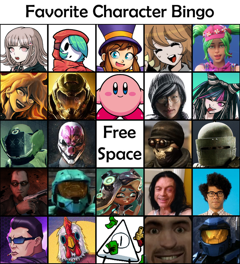 Favorite Character Bingo Template