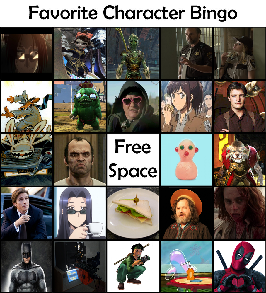 Favorite character Bingo. Favorite character Bingo шаблон. Game character Bingo.