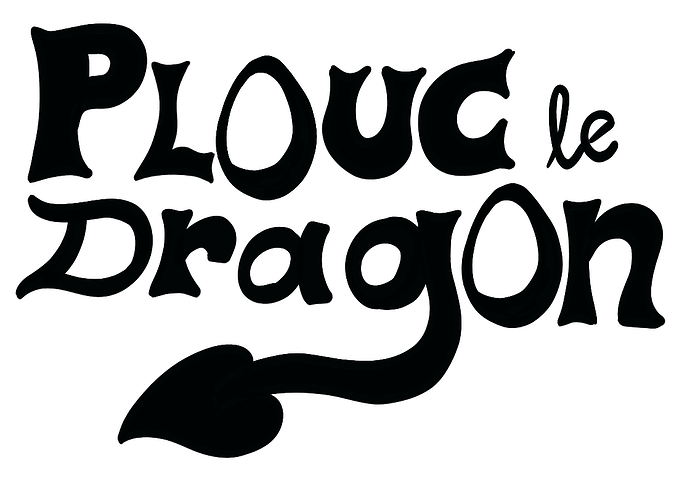 Pluck the Dragon character logo monotome, French