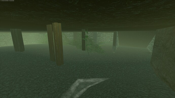 Below the concrete path: The sides of the door frames poke through the ground