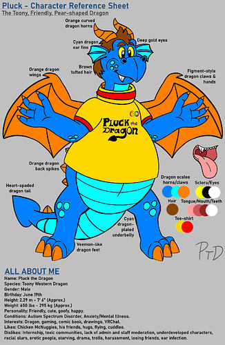 Pluck the Dragon - Character Reference Sheet (Tee-shirt)
