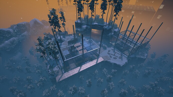 DirectX 11. Fog is a deep blue color that becomes orange at a distance