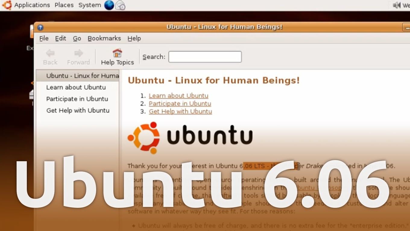 Linux 6.2. Ubuntu 6. Ubuntu 6.10. Ubuntu 6.06 LTS. Ubuntu dapper Drake.