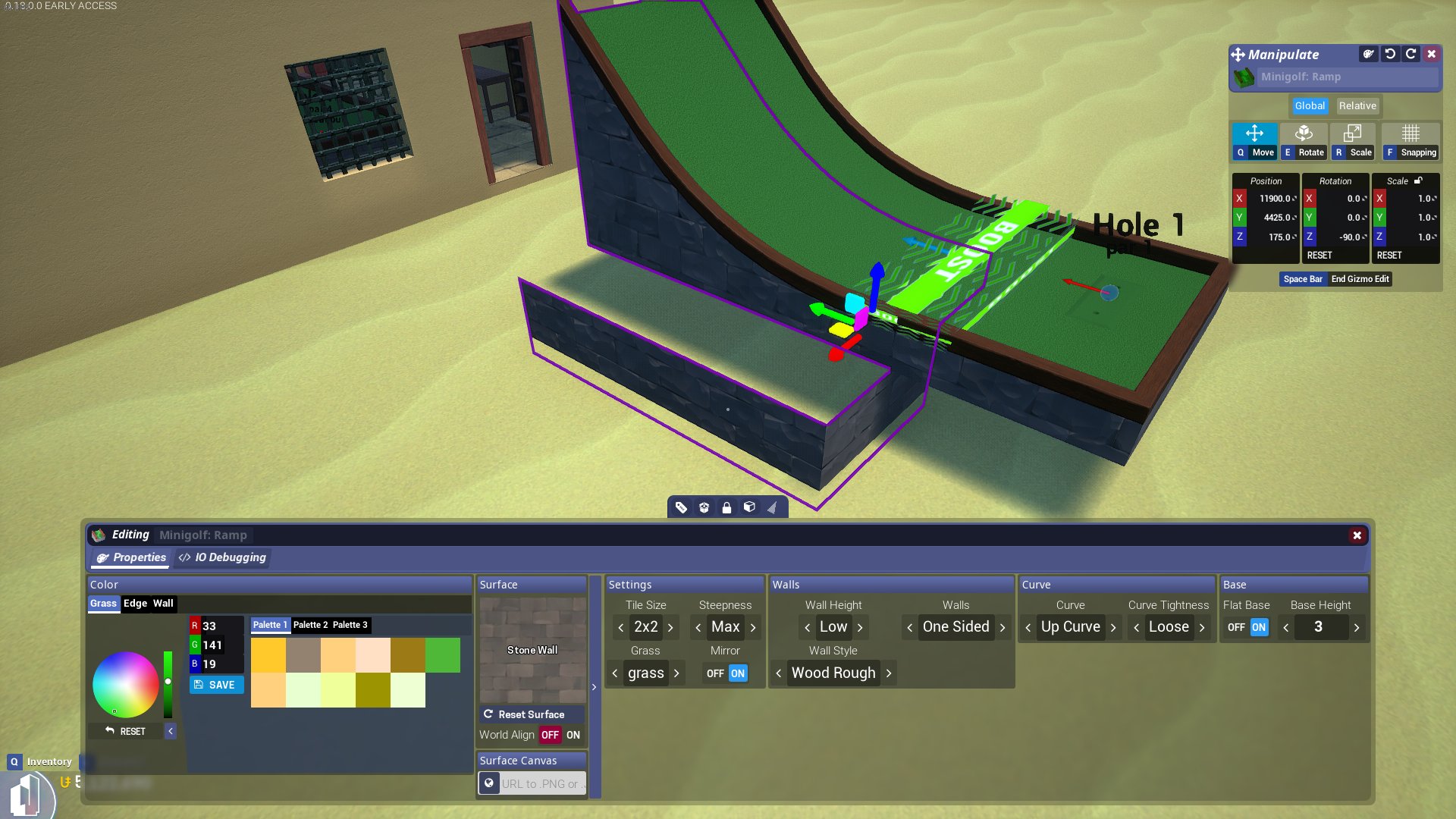 [0.18.0.0] Texture glitch on sideshift mini golf pieces in the editor ...